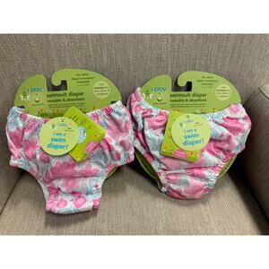 NWT Set of 2 Green Sprouts Girls Floral Pull-Up Reusable Swim Diaper-12 mos.